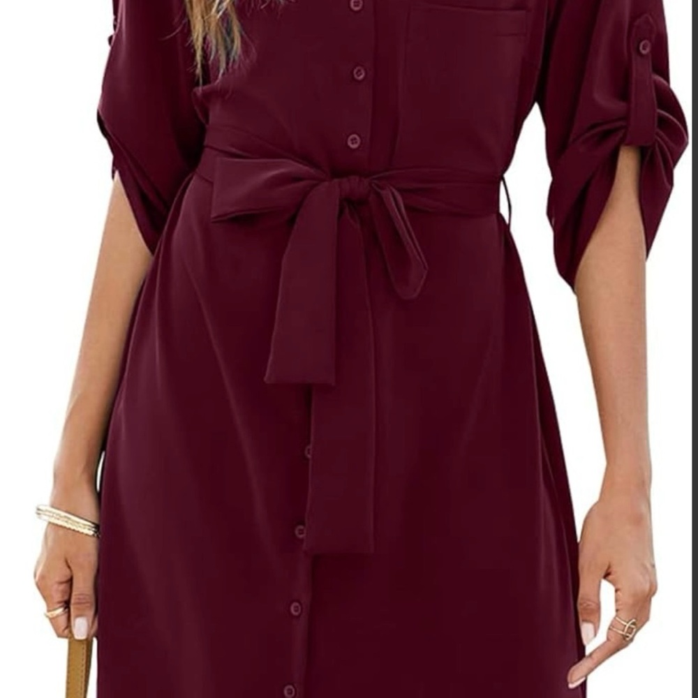 Burgundy Shirt Dress